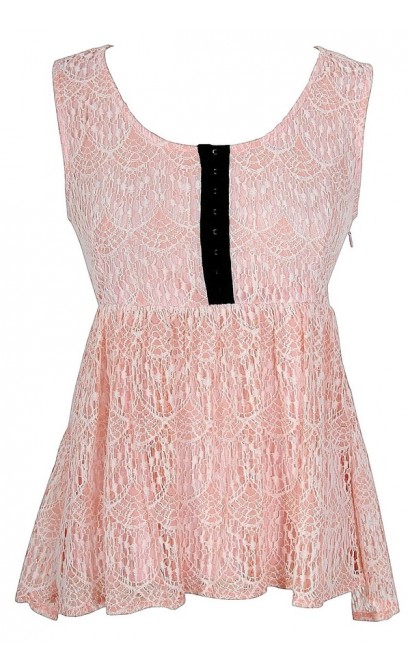 Lydia Lace Babydoll Top in Pink